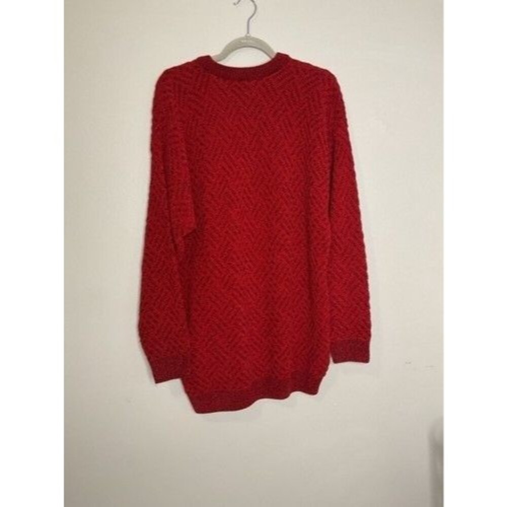 VTG Tundra Canada Red/Black 3D Textured Knit CrewNeck Sweater Men Size Large - Picture 8 of 9